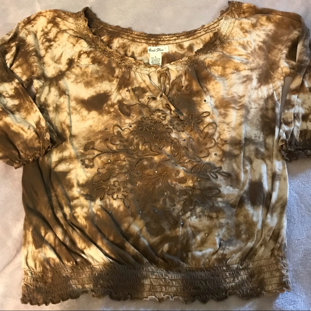 Brown and white with sequins top